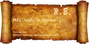 Mátyás Bence névjegykártya